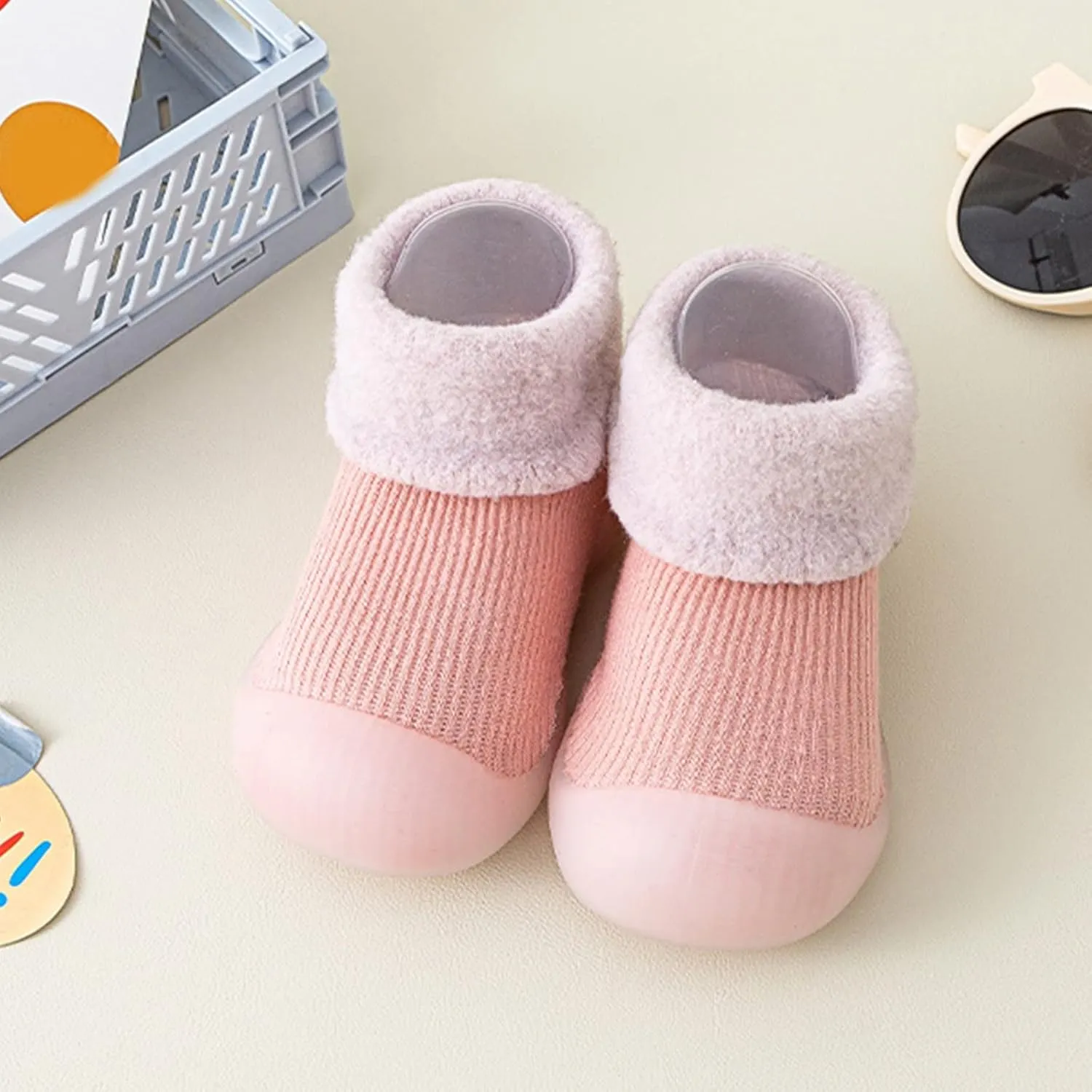Baby Shoes Girls,Baby Girl Shoes Sock Shoes Anti-Slip Fuzzy Slipper Breathable Home Work Shoes 0-3 Years