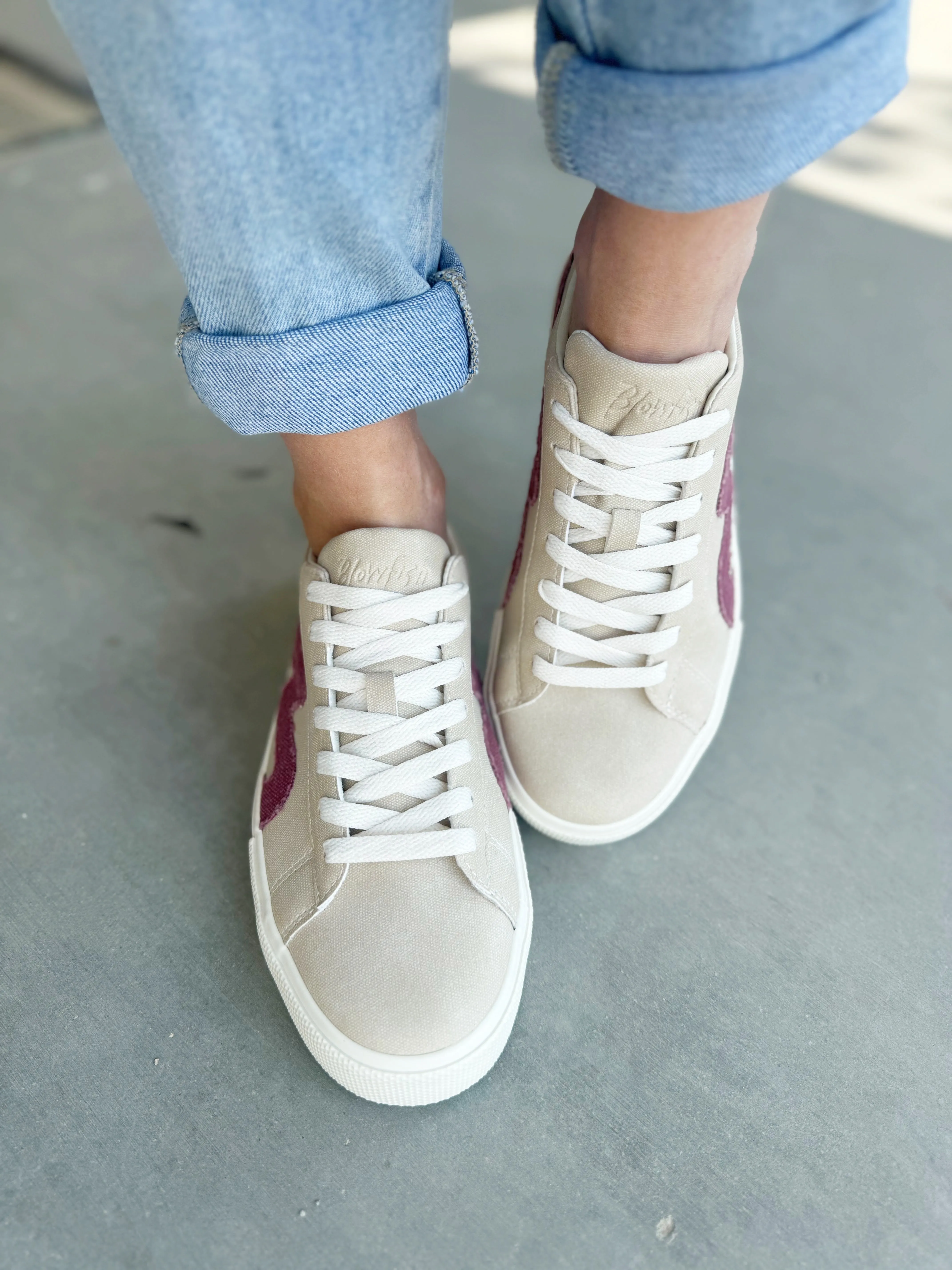Blowfish Vice Sneakers in Beige Red Canvas