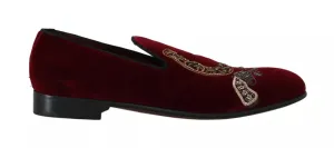 Bordeaux Velvet Sequined Men's Loafers