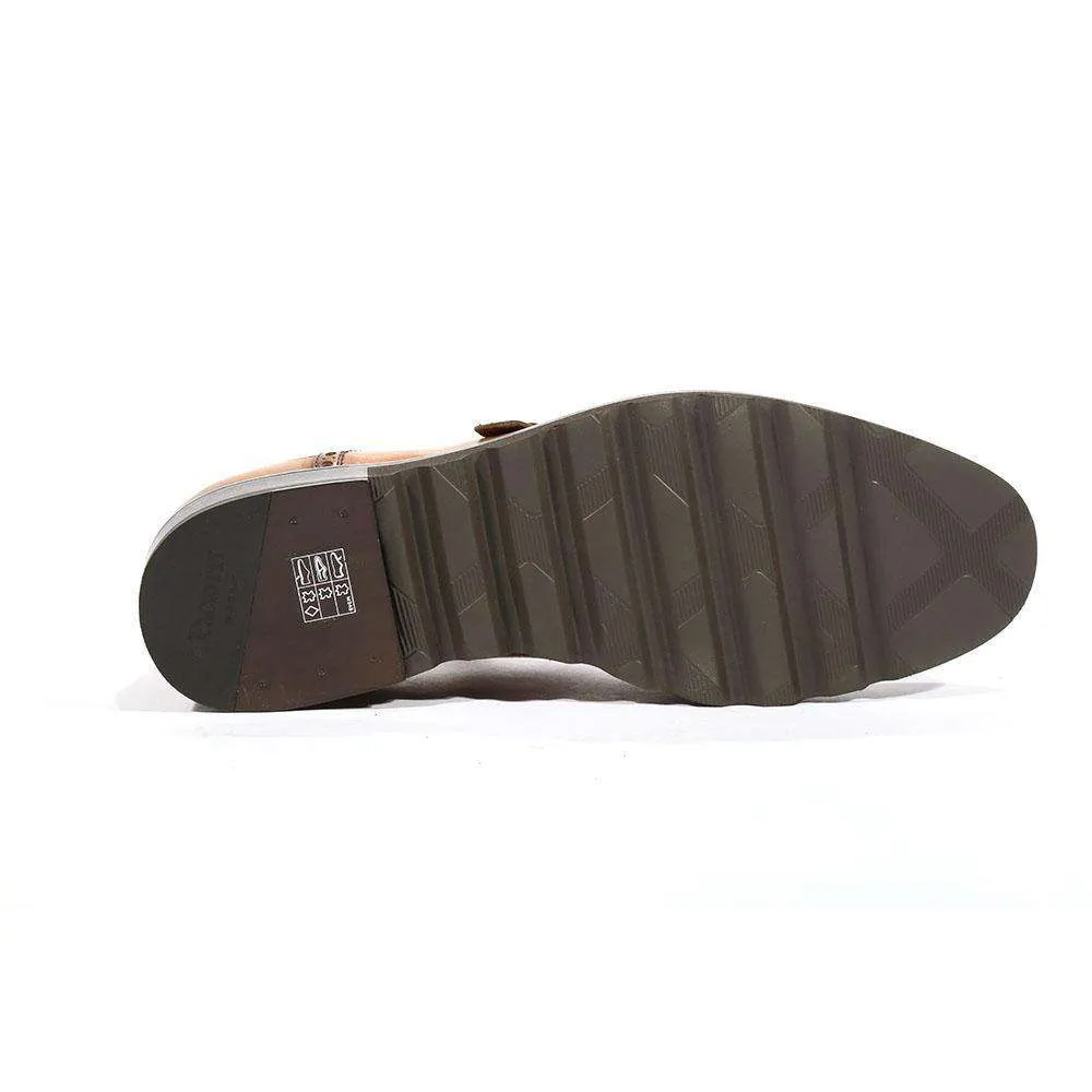Cesare Paciotti Luxury Italian Men's Buckhold Loafers Camel/Brown Two Tone Tamponato Cuoio Designer Shoes (CPM5478)