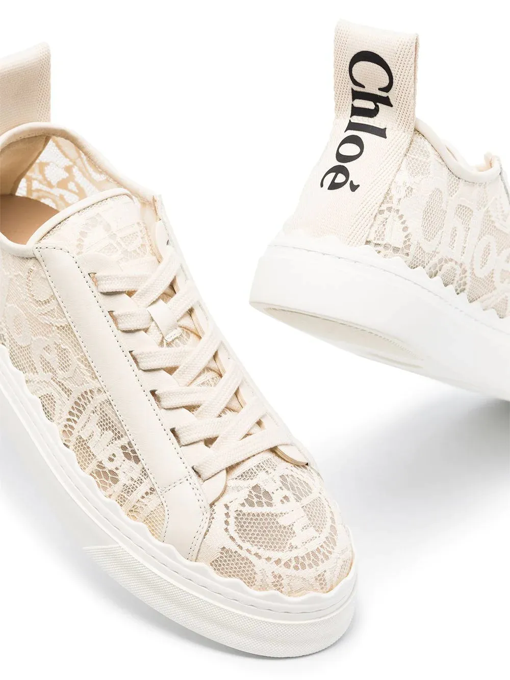 CHLOÉ LAUREN LACE SNEAKERS ECRU