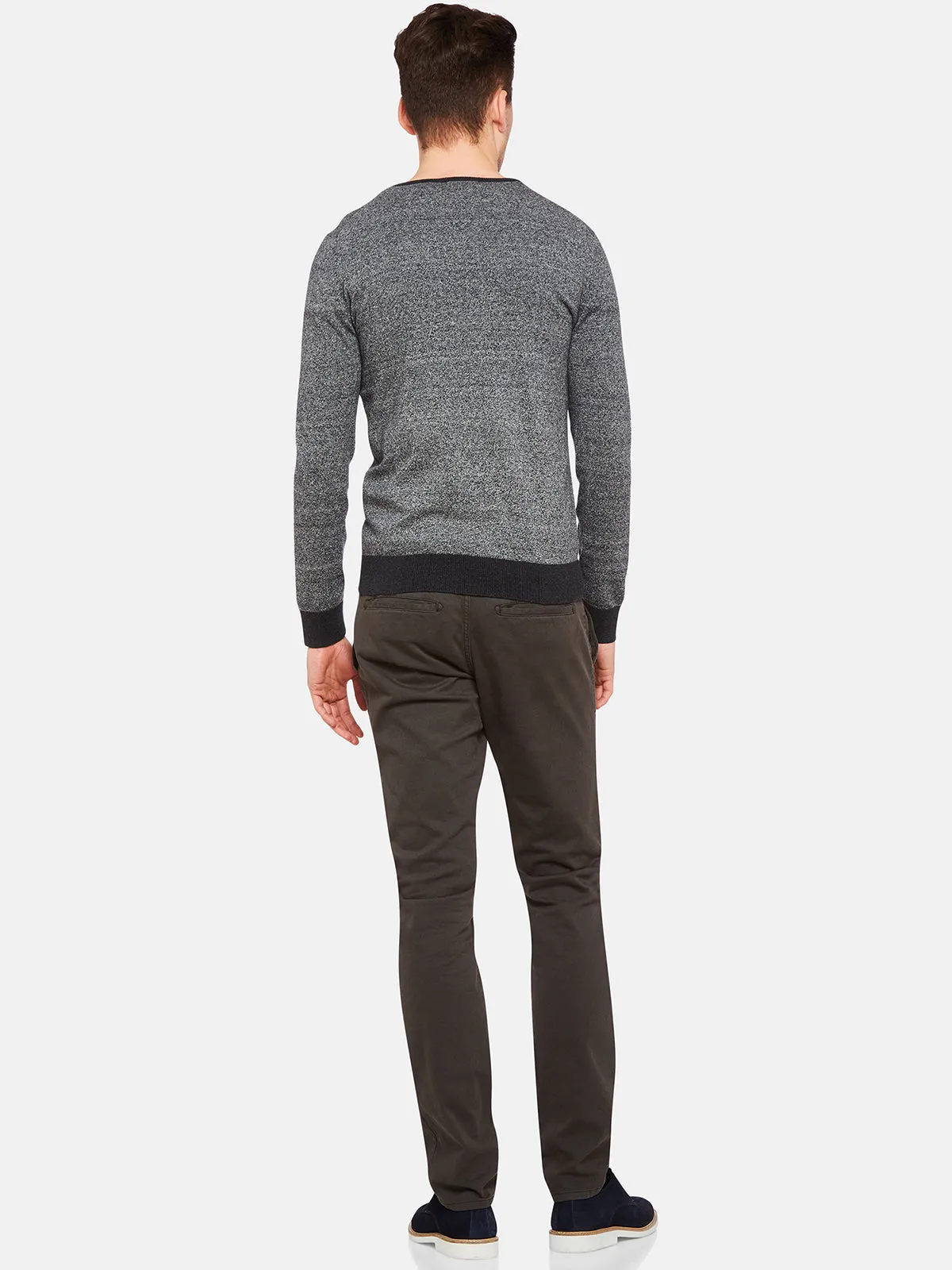 Cotton Contrast Rib Vnk Pullover