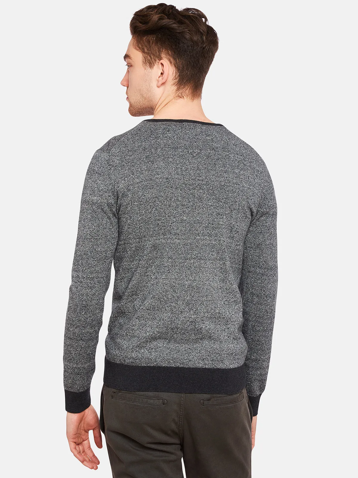 Cotton Contrast Rib Vnk Pullover