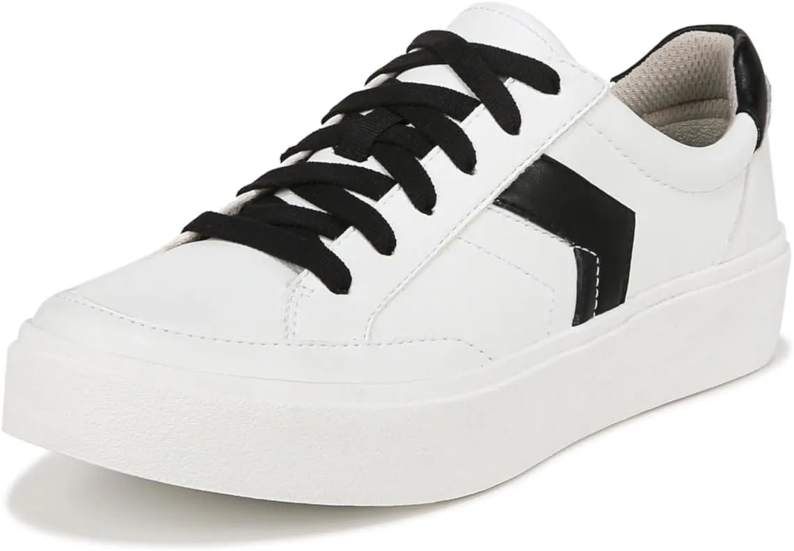 Dr. Scholl's Shoes Womens Madison Lace Sneaker Oxford White/Black Smooth 6.5 M