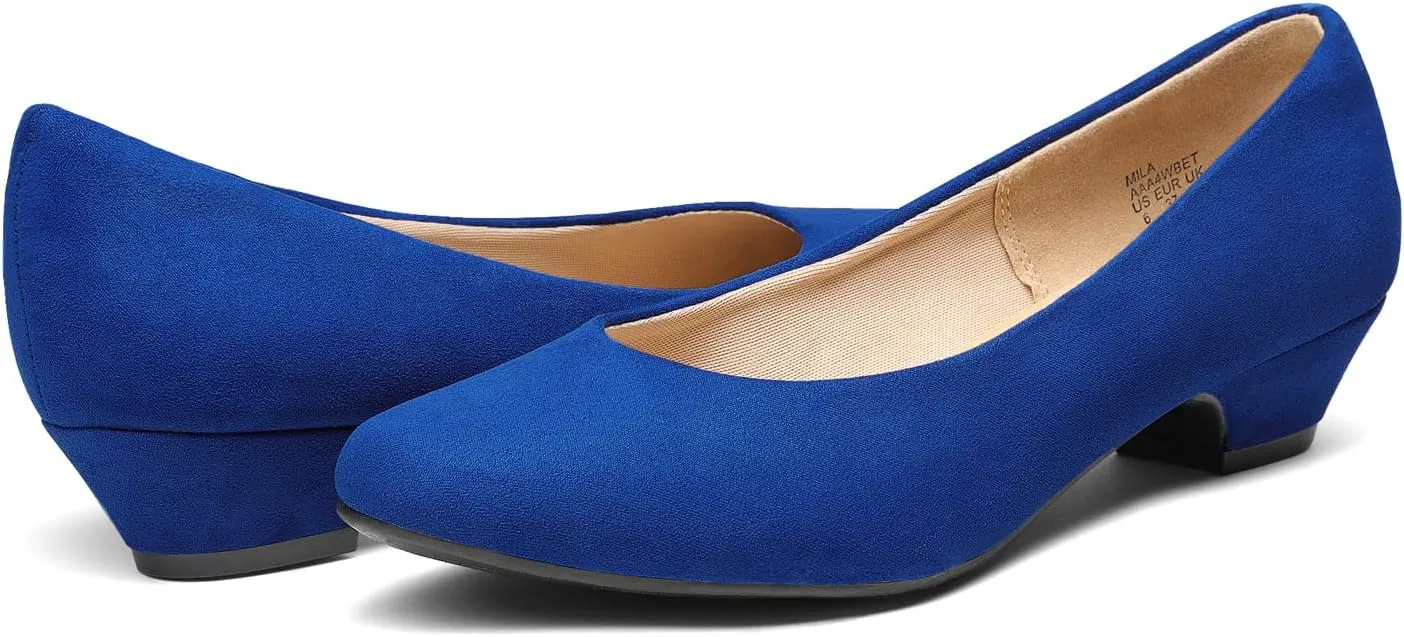 DREAM PAIRS Women's Mila Low Chunky Heel Pump Shoes