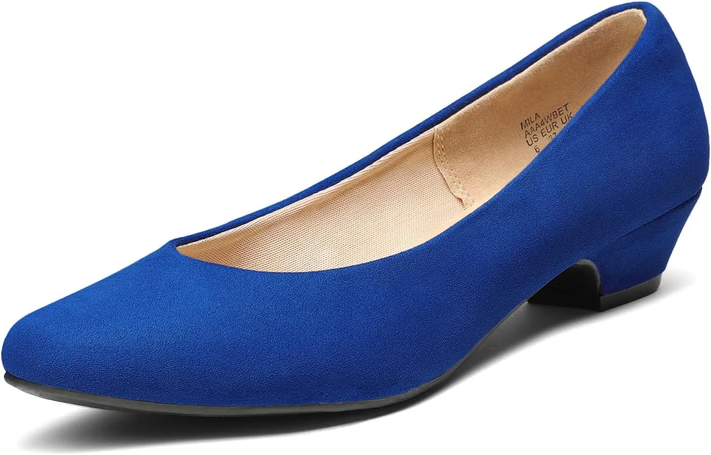 DREAM PAIRS Women's Mila Low Chunky Heel Pump Shoes