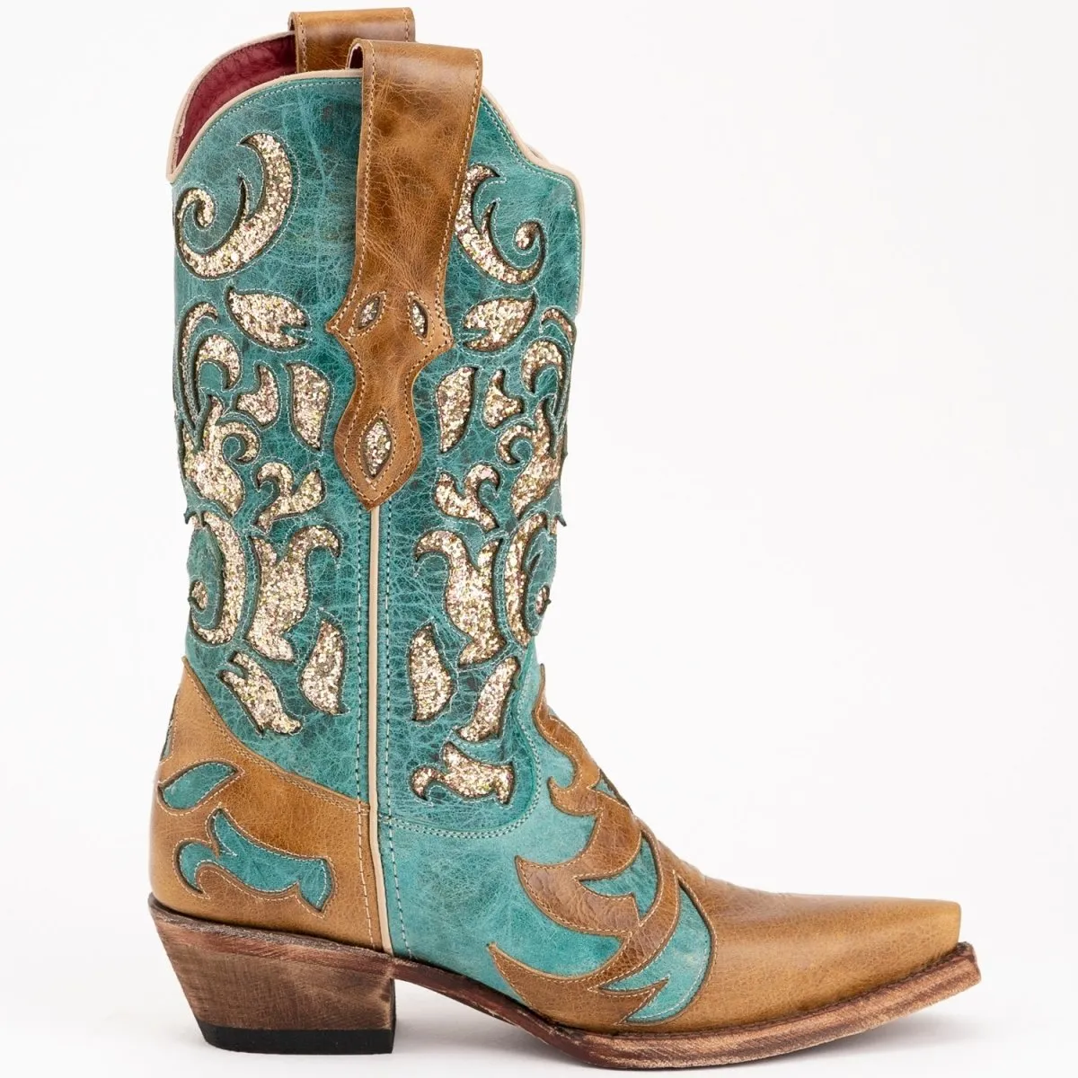 Ferrini Women's Glitz Snip Toe Boots Handcrafted - Antique Saddle  8306115