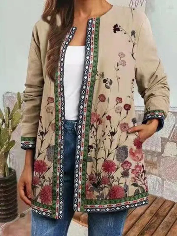 Freya I Retro Style Printed Cardigan