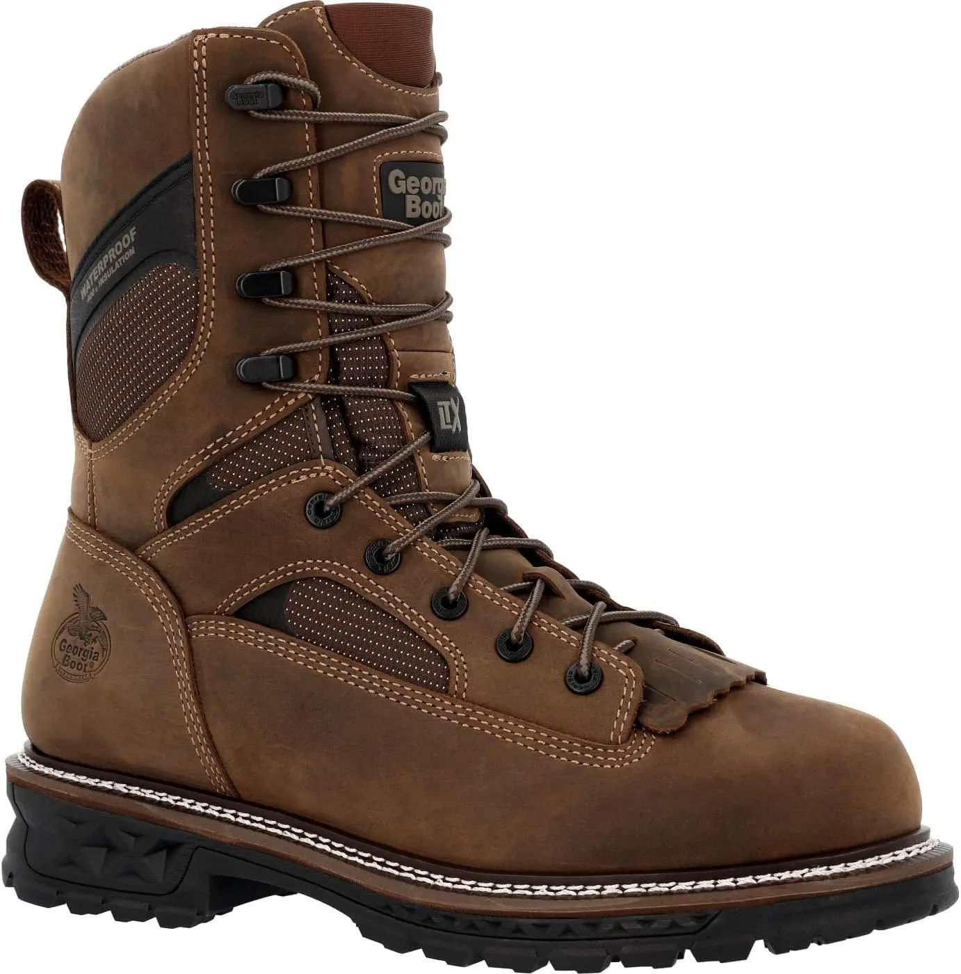 Georgia Boot LTX Logger 9" Composite Toe 400G Insulated Waterproof Work Boot, Brown, Size 8.5(W)