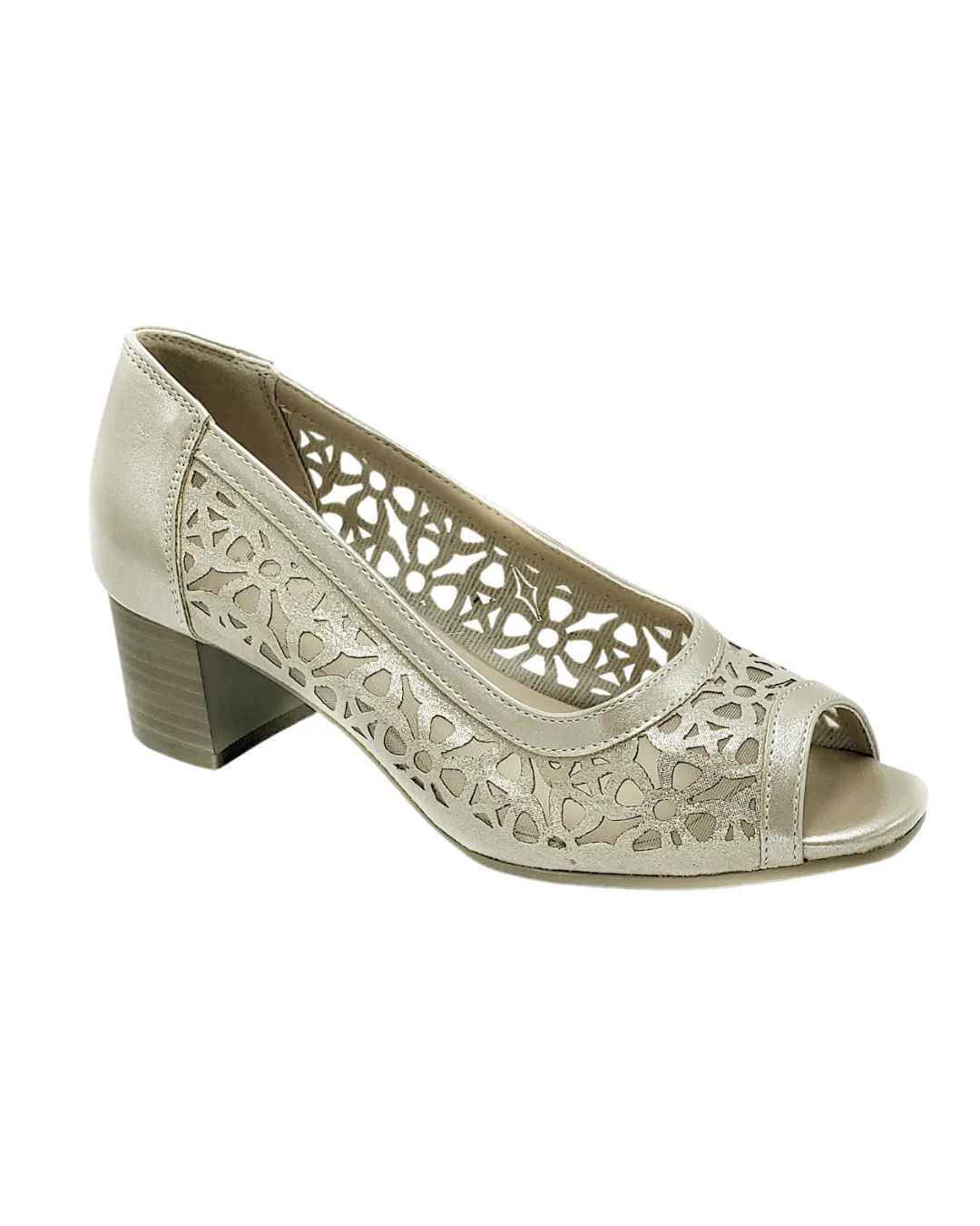 Gold - Peep Toe Block heel