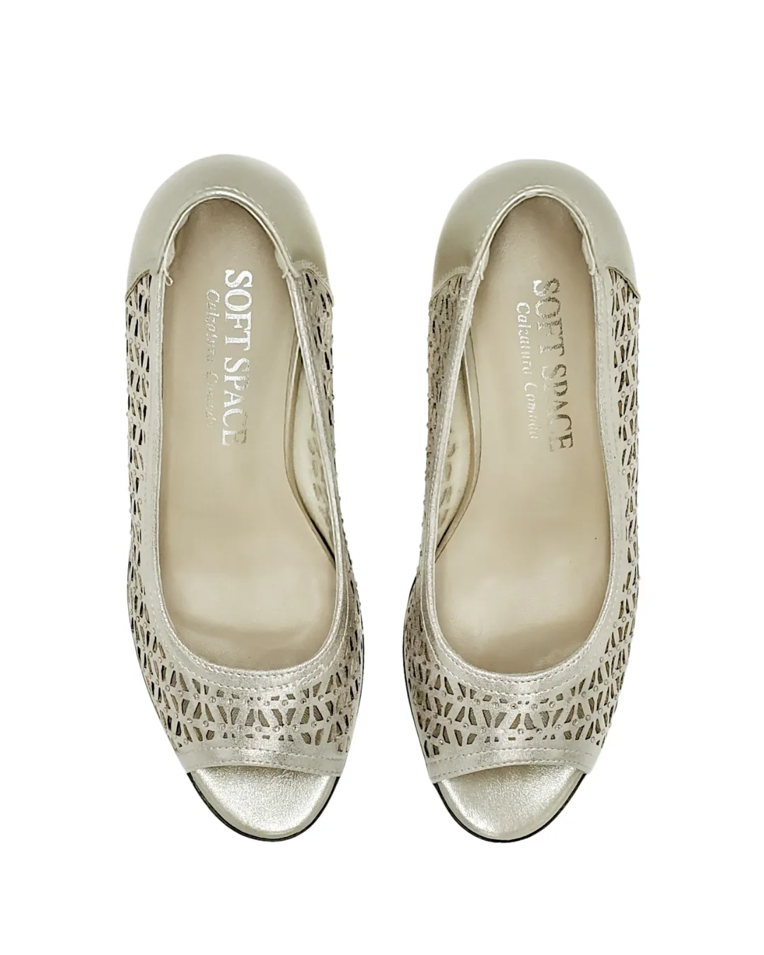 Gold - Peep Toe Block heel