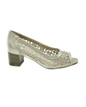 Gold - Peep Toe Block heel