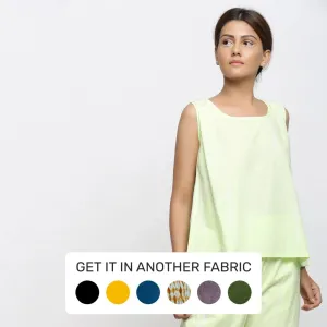 Hand Tie-Dye Cotton Mint Green Scoop Neck A-Line Top