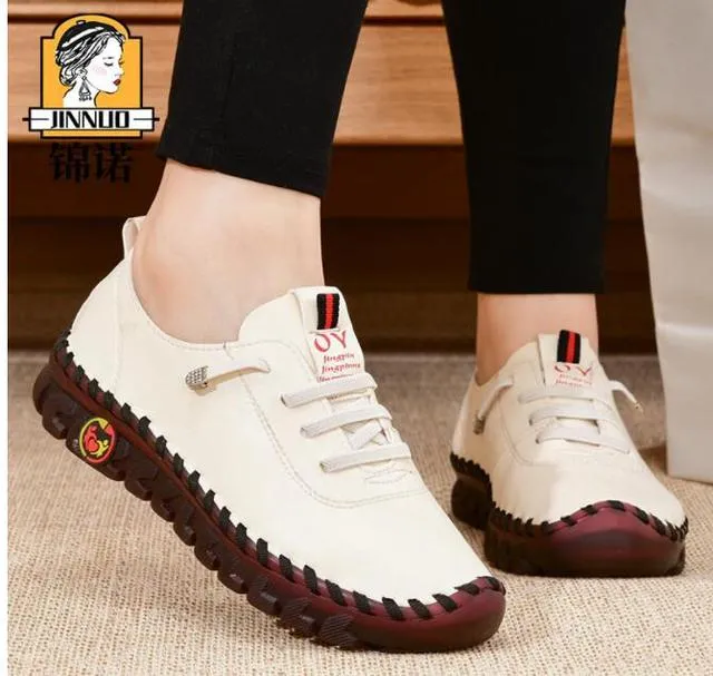 Lace Up Leather Flat For Women