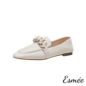 Lambskin Leather Loafers with Ribbon Design