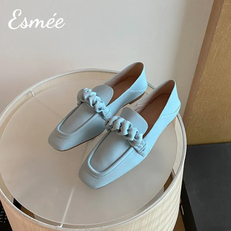 Lambskin Leather Loafers with Ribbon Design