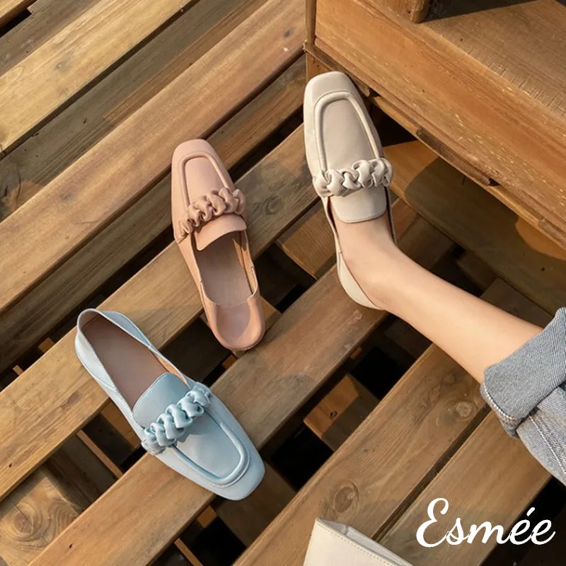Lambskin Leather Loafers with Ribbon Design