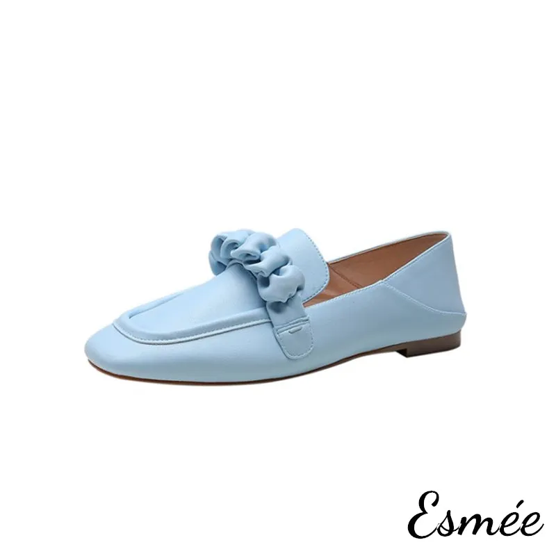 Lambskin Leather Loafers with Ribbon Design