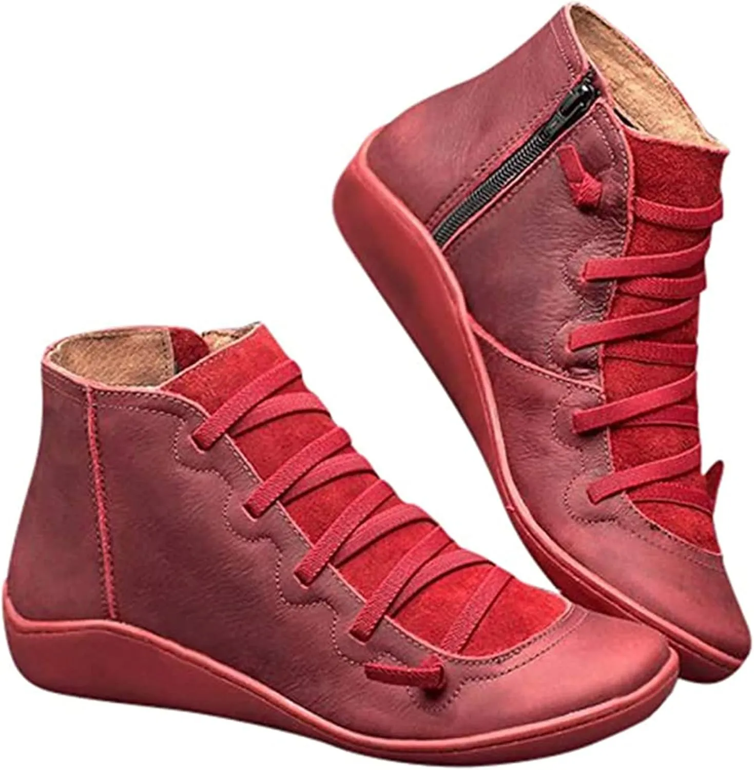 Lausiuoe Boots For Women Ankle Booties Flat Short Western Boots Lady Casual Dressy Elegant Booties Fashion Boot Pull-On