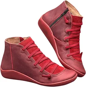 Lausiuoe Boots For Women Ankle Booties Flat Short Western Boots Lady Casual Dressy Elegant Booties Fashion Boot Pull-On