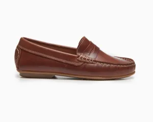 Leather Penny Loafers in Brown