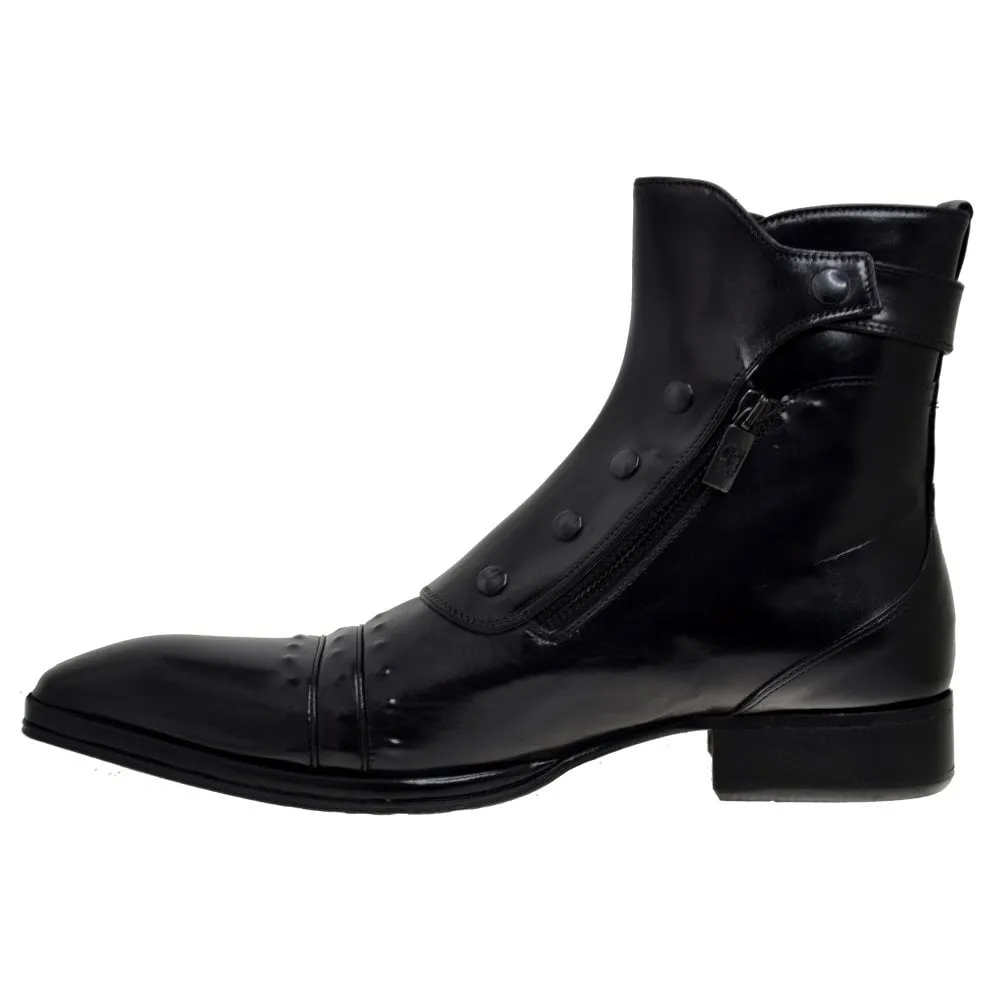 Men's Italian Shoes Jo Ghost 3206 Black Leather Dress Ankle Boots