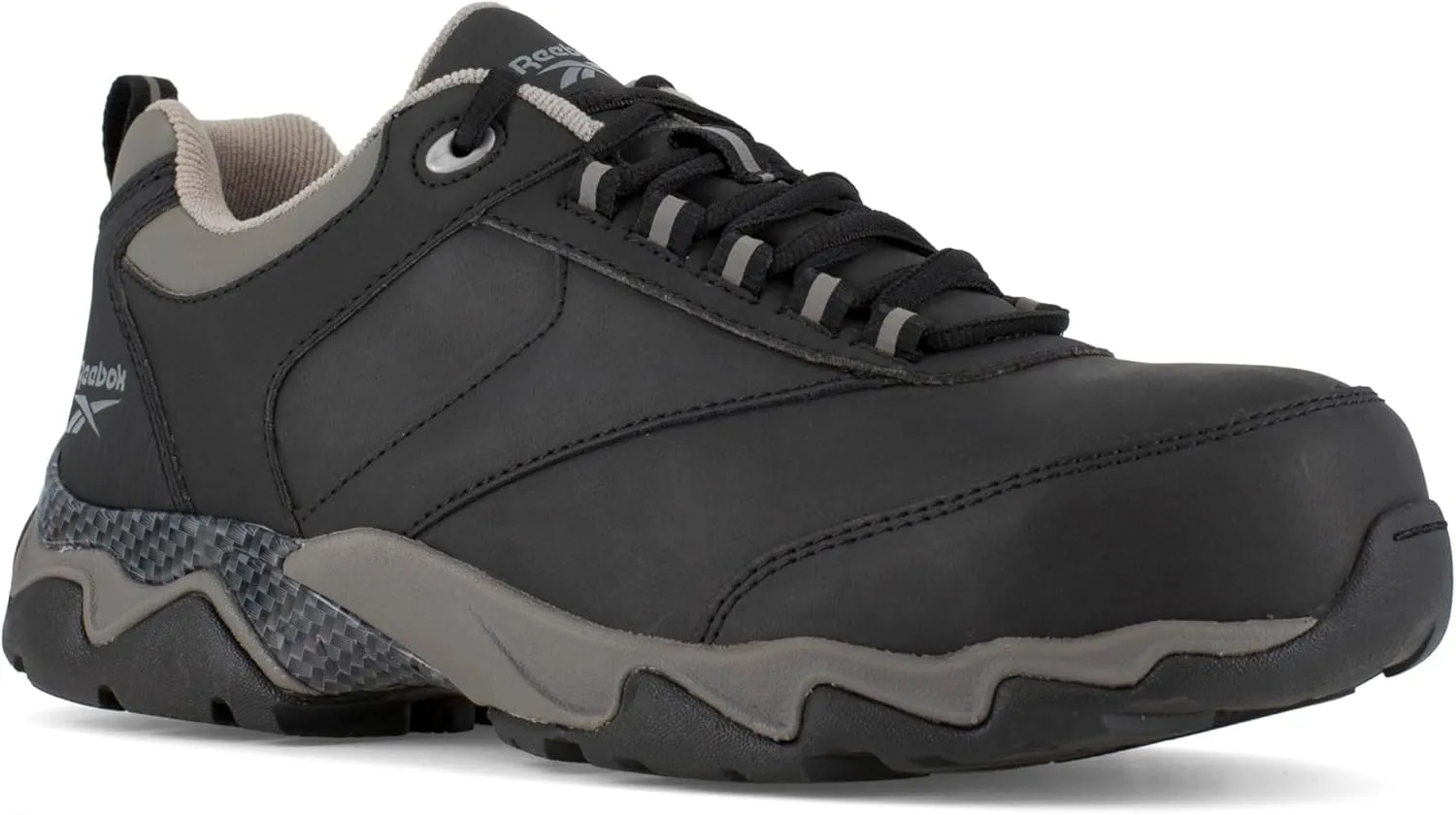 Reebok Work Men's RB1062 Beamer Safety Toe Athletic Work Shoe Black & Grey Trim