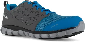 Reebok Work Women's RB044 Sublite Cushion Athletic Work Shoe Blue and Grey Alloy Toe Safety
