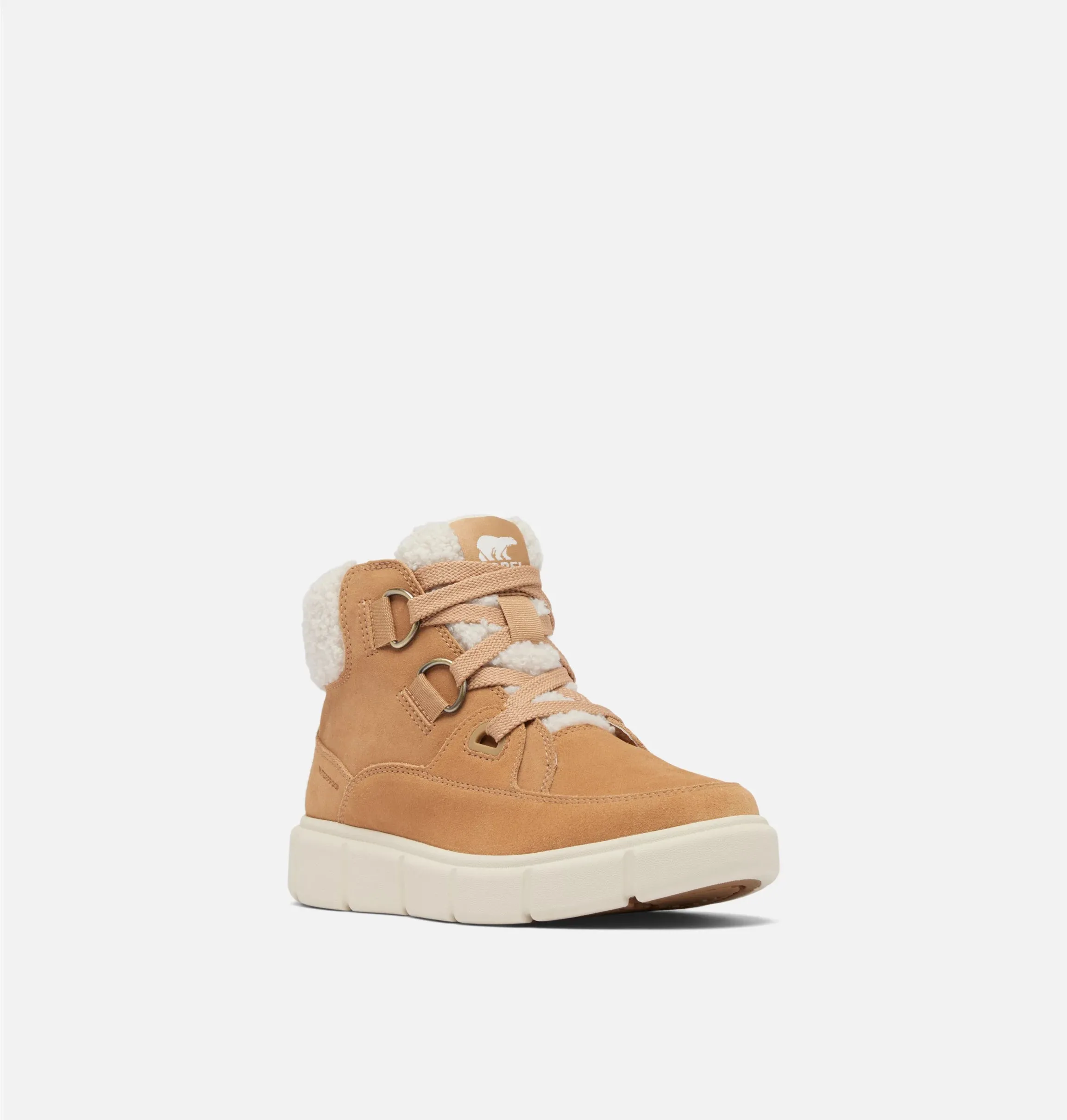 Sorel Women's Sorel Explorer III NW Lace Waterproof Lace-Up Boots-Tawny Buff, Sea Salt