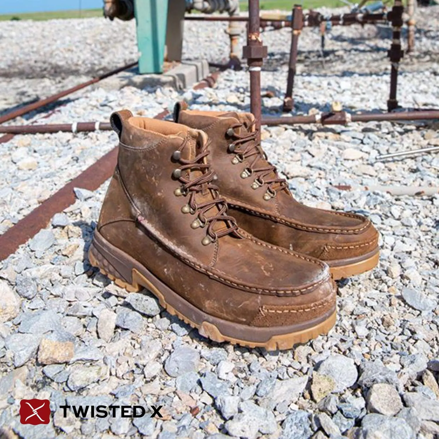 Twisted X Men's 6" Work Boot, Moc Toe Composite Toe with CellStretch