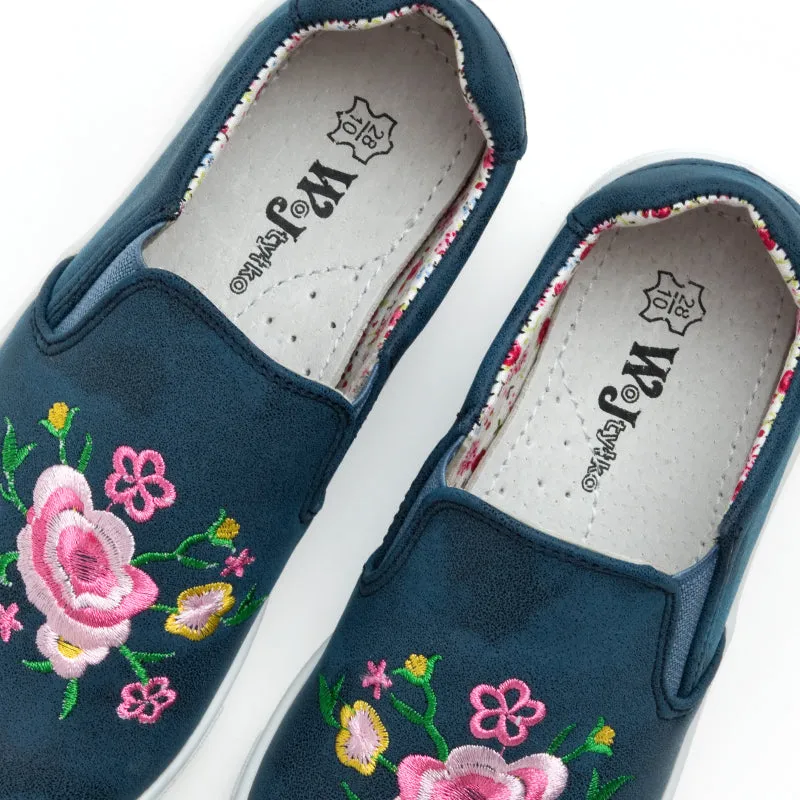 Wojtyłko Girls' Navy Blue Floral Sneakers | 3BA1039-DB
