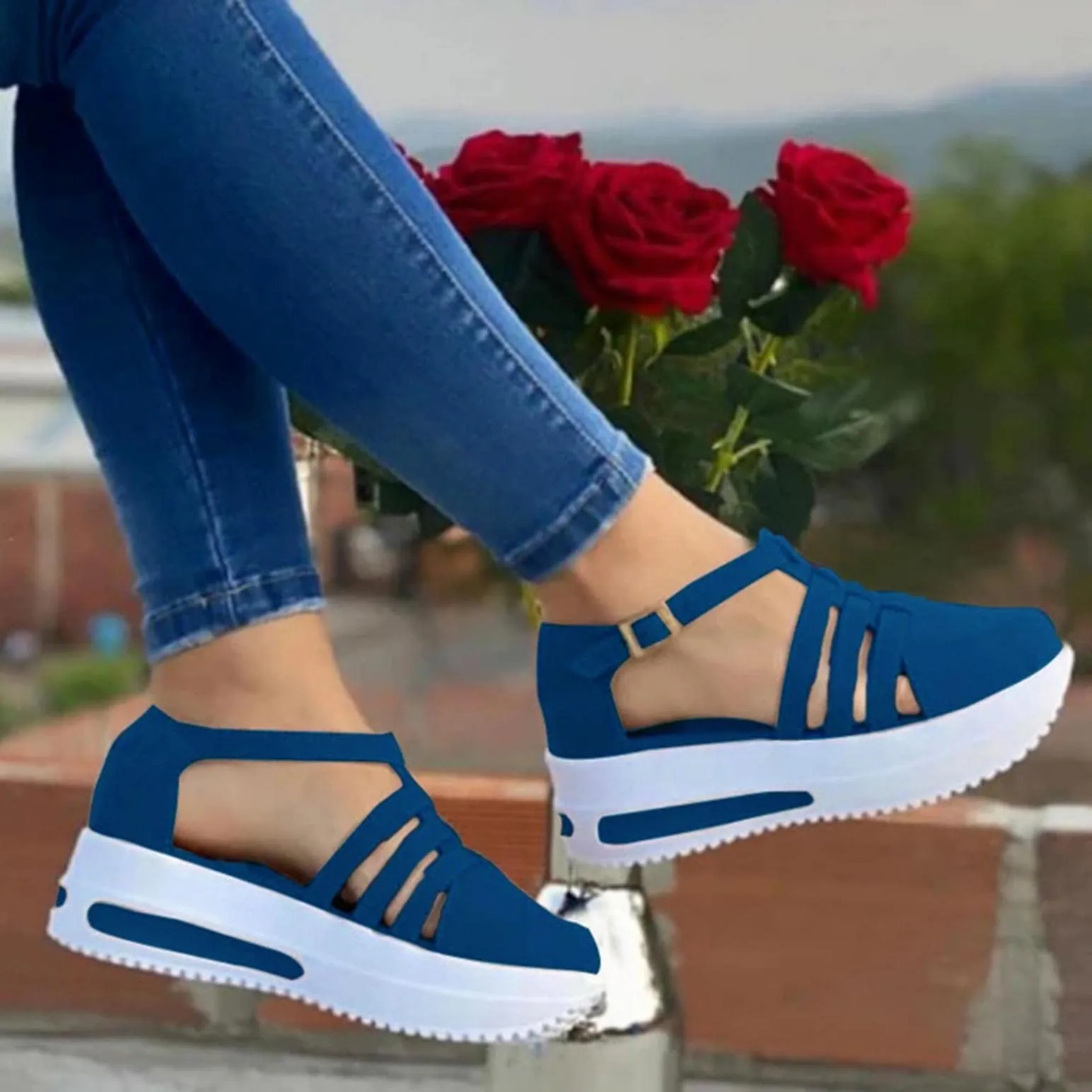 Women Sandals Casual Thick Bottom Comfortable Medium Heel Sandals