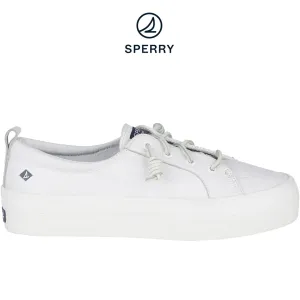 Women's Crest Vibe Platform Leather Sneakers - White (STS84423)